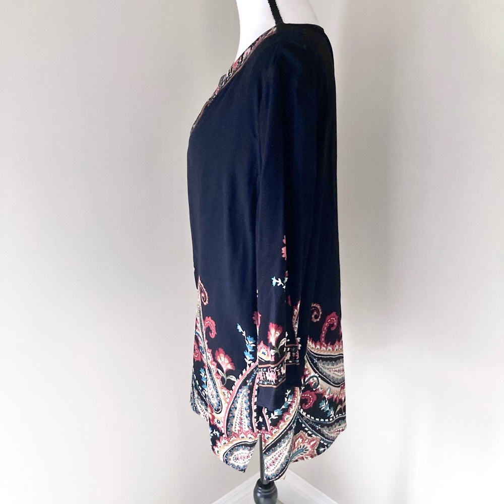 Soft Surroundings Elma 3/4 Sleeve Floral Paisley Top Size XL Bohemian Casual - Picture 10 of 13